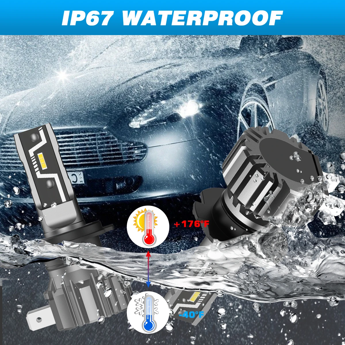 NOVSIGHT N57 H7 Super Bright Lamps H4 H11 H8 H9 H1 9005 HB3 9006 HB4 880 881 Mini Size 50W 10000LM Headlamp 6500K White Fog Lamp