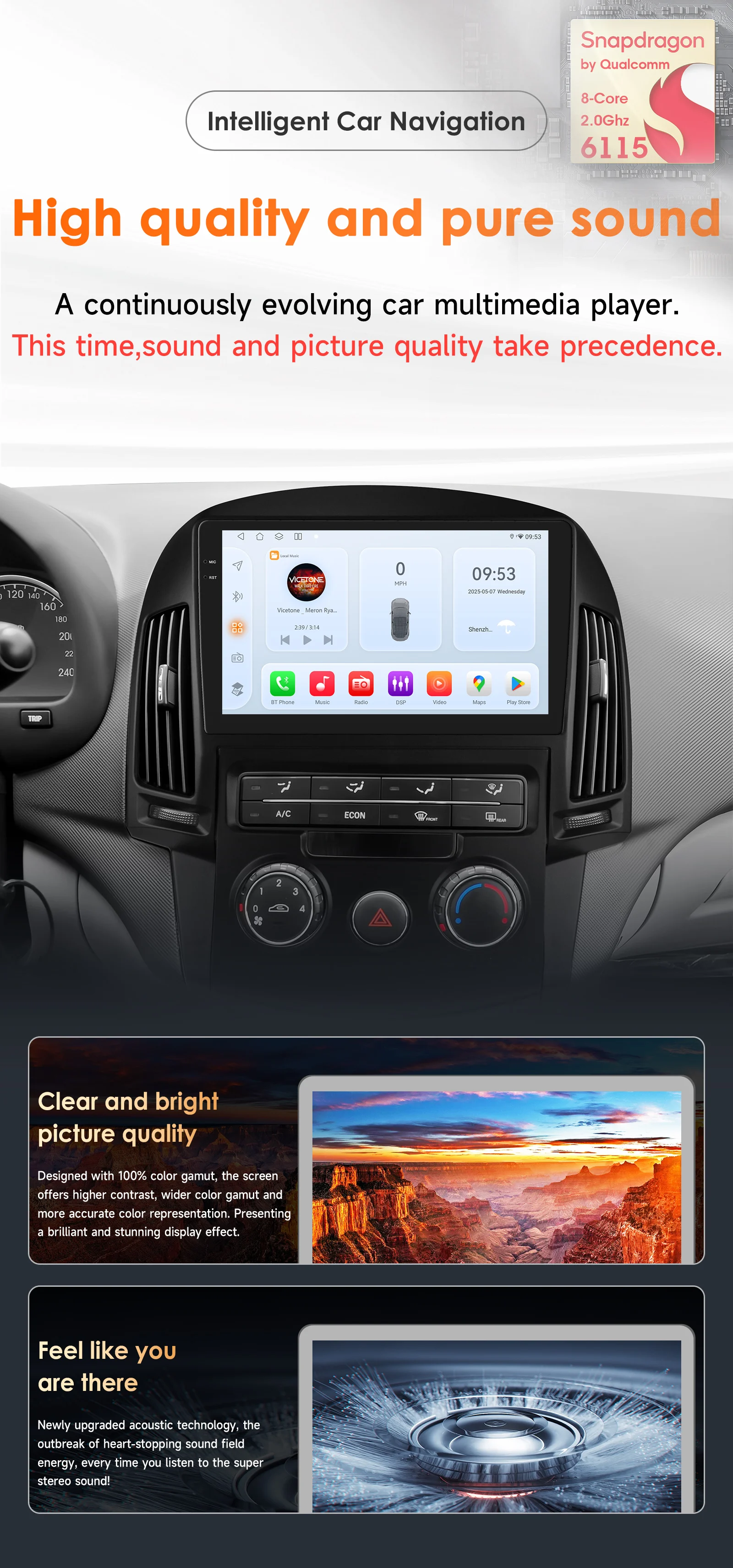 2Din Carplay Android Car Radio For Hyundai I30 i30 AT MT 2006 - 2011 Car Multimedia Player Navi GPS Autoradio 4G-LET RDS 6115