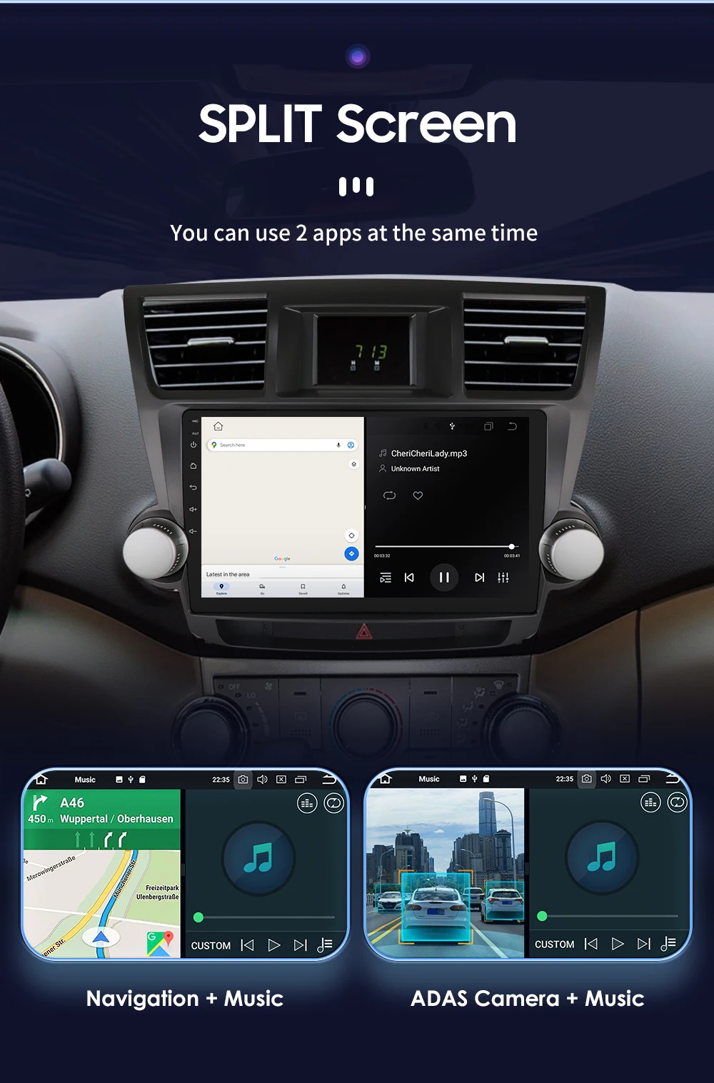 Wireless CarPlay Android Auto Car Radio For Toyota Highlander 2007-2013 Car Multimedia Player GPS Wifi 4G 2din autoradio RDS