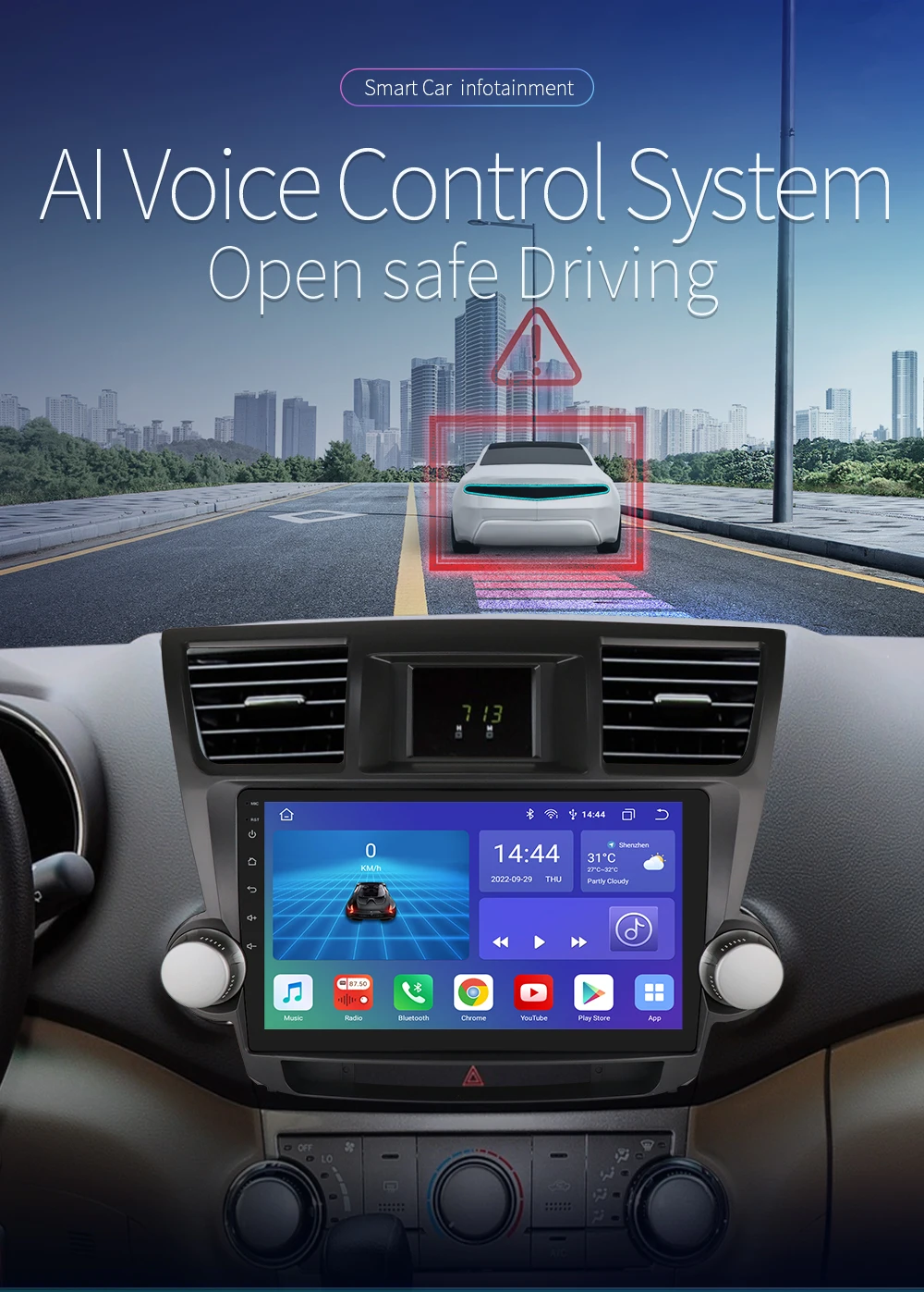 Wireless CarPlay Android Auto Car Radio For Toyota Highlander 2007-2013 Car Multimedia Player GPS Wifi 4G 2din autoradio RDS