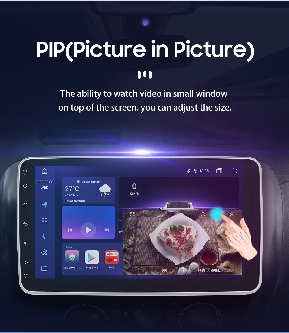10.1" HIZPO 1Din Universal Android Auto Car Radio 360° Rotatable Screen Multimedia Headunit 4G CarPlay RDS DSP GPS Navi
