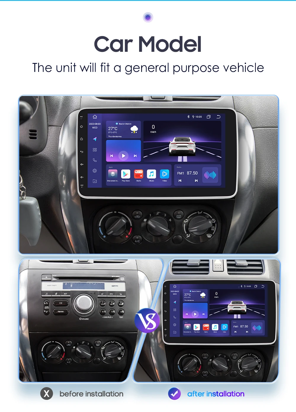10.1" HIZPO 1Din Universal Android Auto Car Radio 360° Rotatable Screen Multimedia Headunit 4G CarPlay RDS DSP GPS Navi