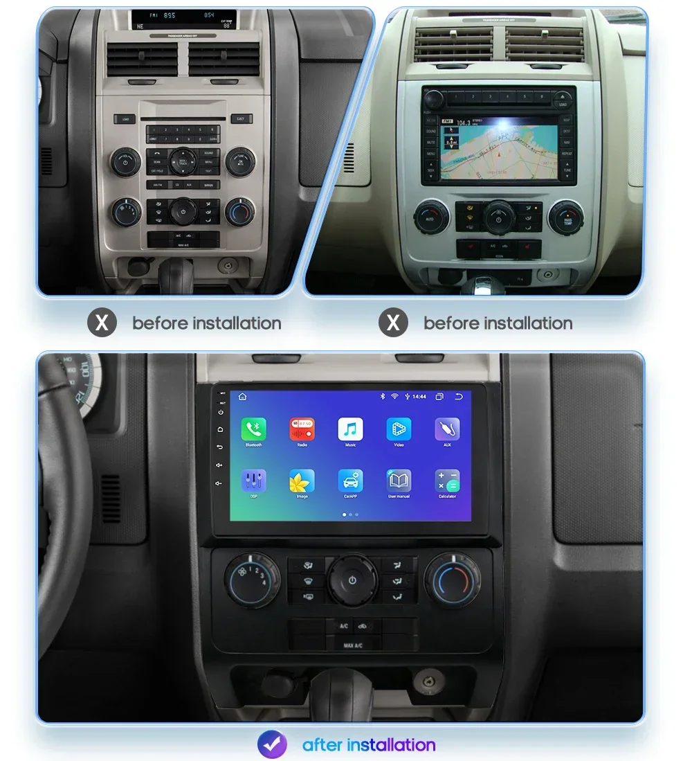 HIZPO 2Din 9inch Android Auto Car Radio for Ford Escape 2007 - 2012 Multimedia Navigation GPS 4G BT CarPlay RDS DSP SWC WiFi