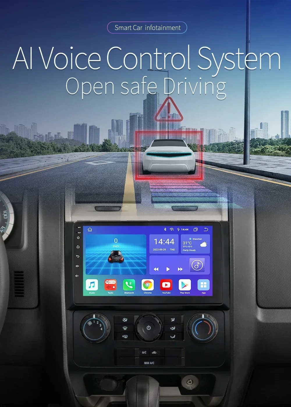 HIZPO 2Din 9inch Android Auto Car Radio for Ford Escape 2007 - 2012 Multimedia Navigation GPS 4G BT CarPlay RDS DSP SWC WiFi
