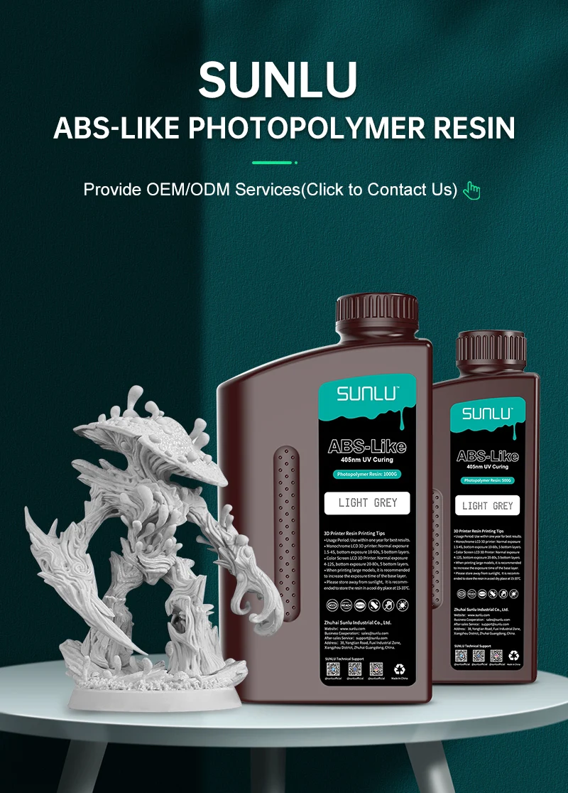 SUNLU UV ABS Like Resin 405nm 10KG Low Odor And Low Shrinkage For LCD 3D Printer Printing Material 3D Printing Free Shipping