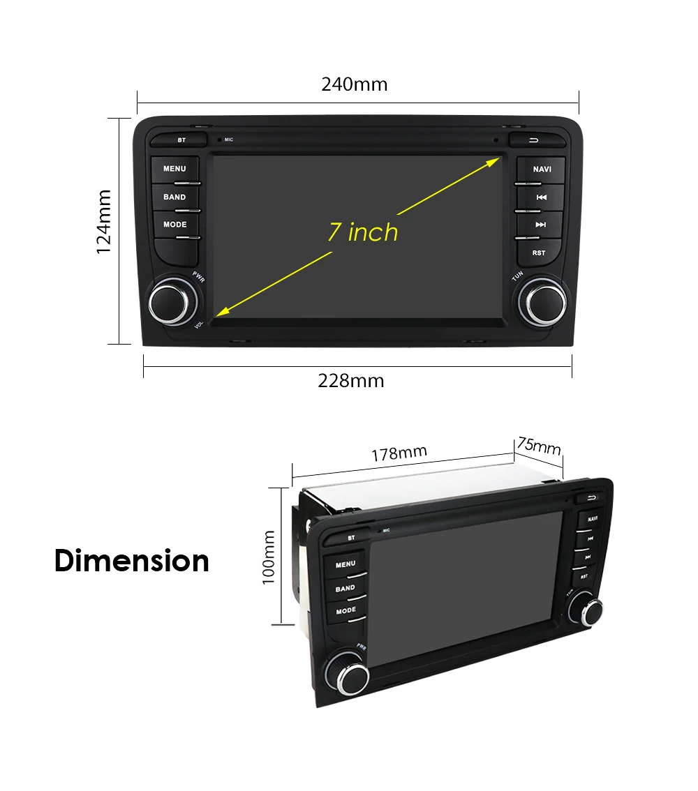 Hizpo Android 13 Auto Radio for Audi A3 8P 2003-2011 S3 RS3 Sportback Carplay Car Multimedia RDS GPS No 2din Autoradio 8+128G BT