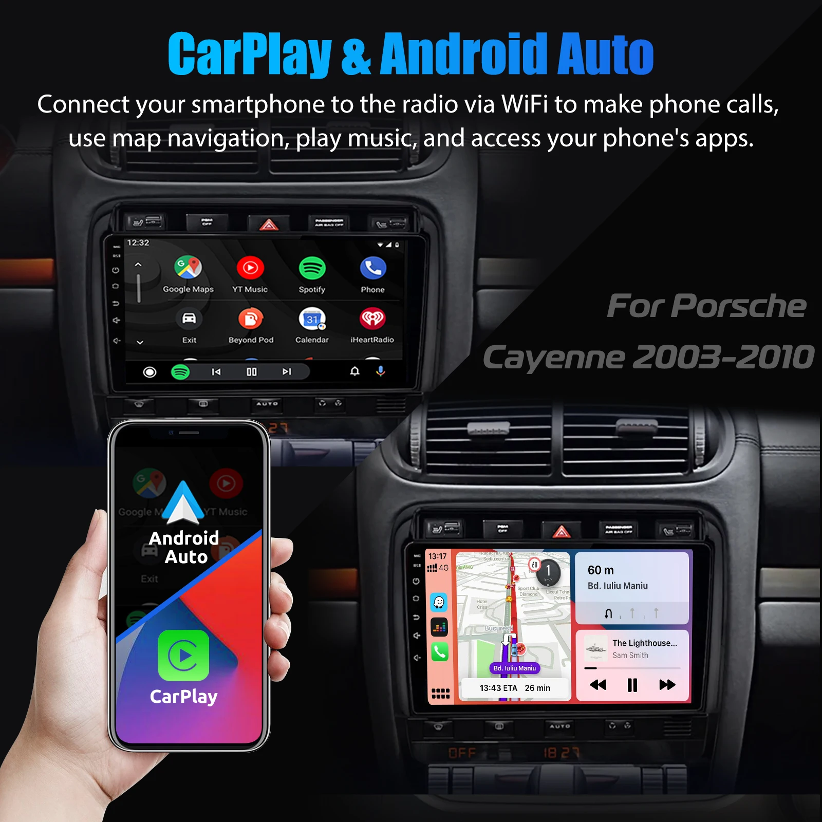 ESSGOO 9Inch Touch Screen For Porsche Cayenne 9PA 2002-2010 8 Core 4+64GB Android 13 Car Radio CarPlay GPS Navigation WiFi FM BT