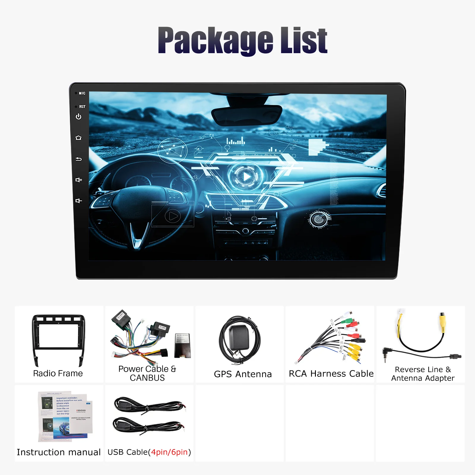 ESSGOO 9Inch Touch Screen For Porsche Cayenne 9PA 2002-2010 8 Core 4+64GB Android 13 Car Radio CarPlay GPS Navigation WiFi FM BT