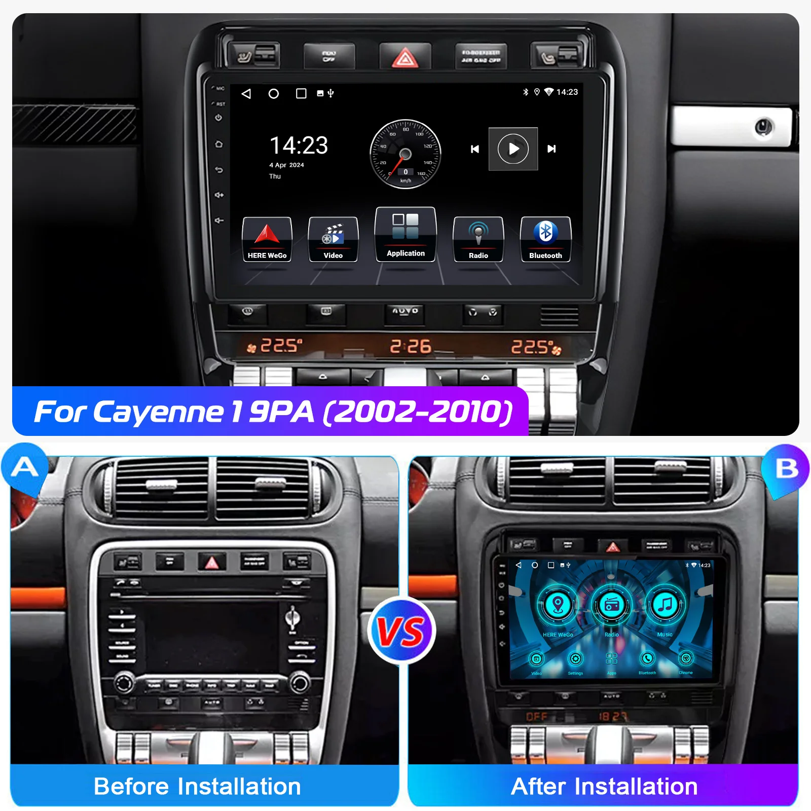ESSGOO 9Inch Touch Screen For Porsche Cayenne 9PA 2002-2010 8 Core 4+64GB Android 13 Car Radio CarPlay GPS Navigation WiFi FM BT