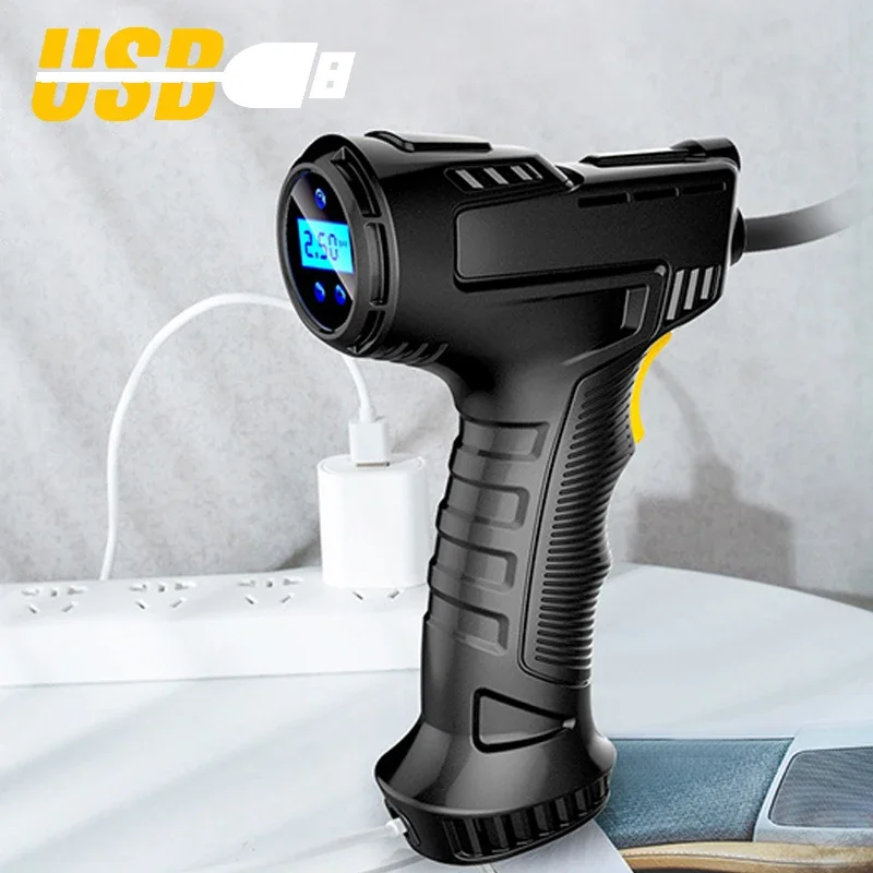 120W Wireless/Wired Handheld Air Compressor Inflatable Pump Portable Air Pump Tire Inflator Digital for Car Bicycle Balls