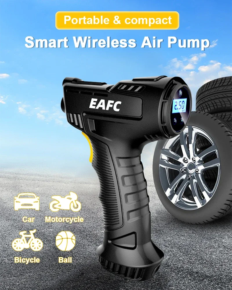 120W Wireless/Wired Handheld Air Compressor Inflatable Pump Portable Air Pump Tire Inflator Digital for Car Bicycle Balls