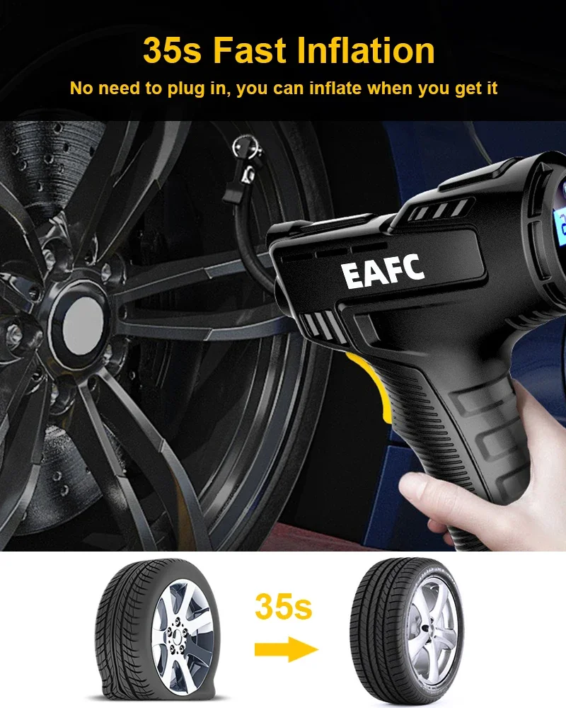 120W Wireless/Wired Handheld Air Compressor Inflatable Pump Portable Air Pump Tire Inflator Digital for Car Bicycle Balls