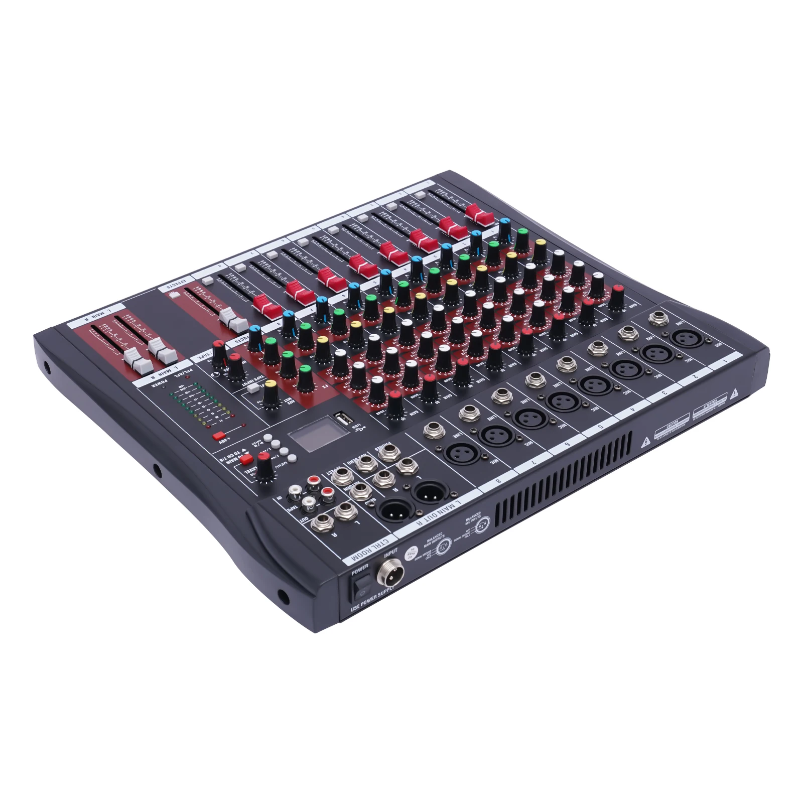 7/8-Channel Professioneller Mixer, Soundboard Konsole with Bluetooth USB PC Recording Input XLR Microphone Jack