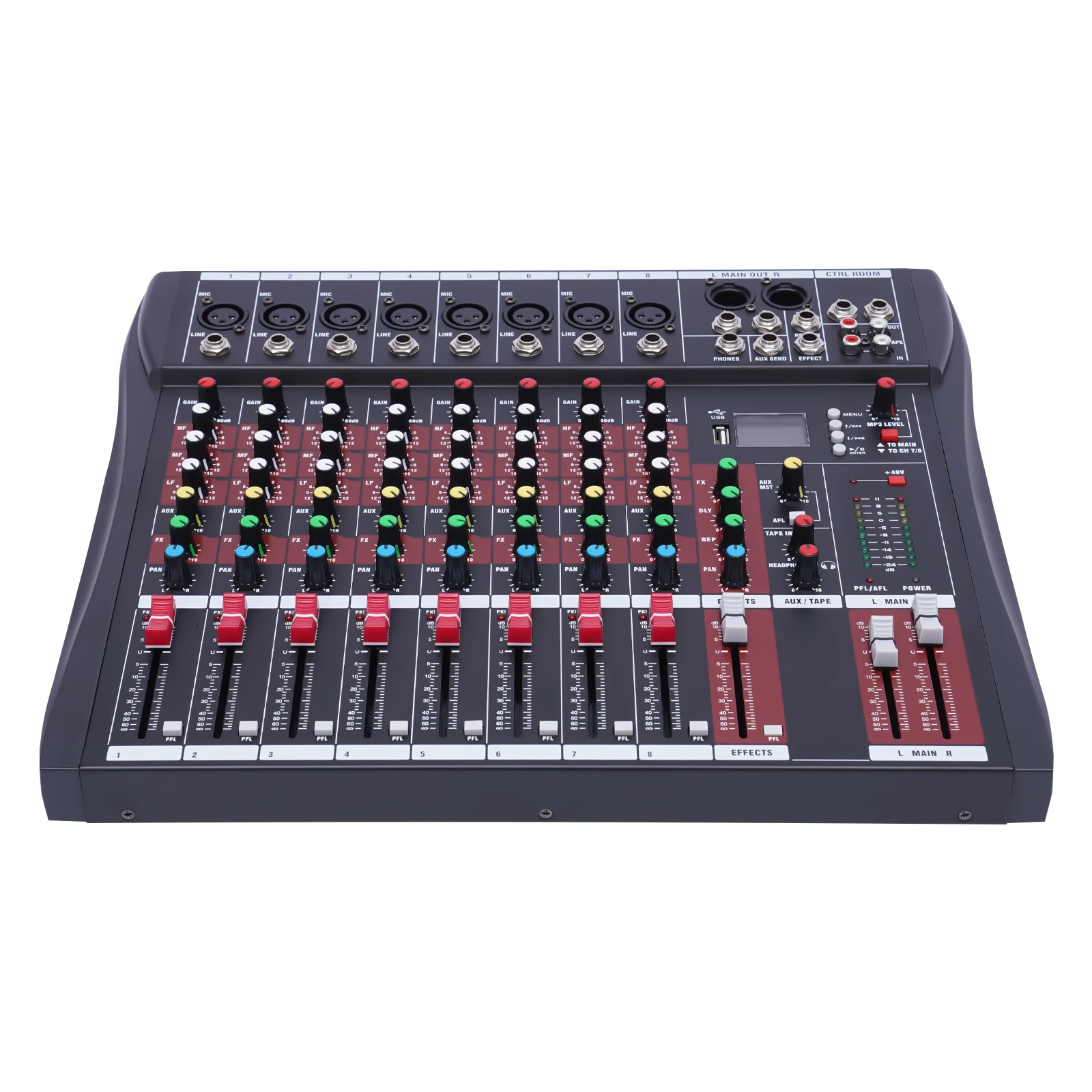 7/8-Channel Professioneller Mixer, Soundboard Konsole with Bluetooth USB PC Recording Input XLR Microphone Jack