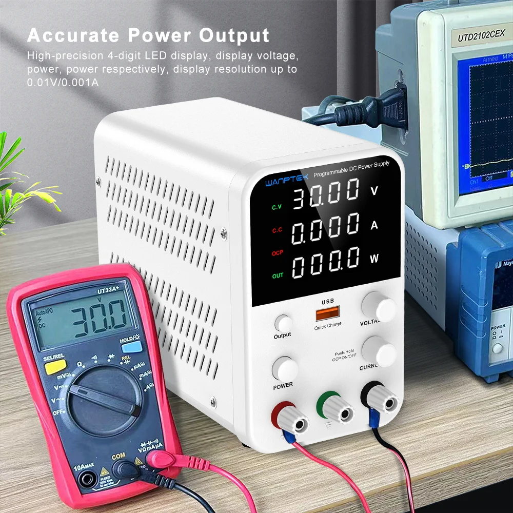 Wanptek Laboratory Power Supply 30V 5A 30V 10A 60V 5A 120V 3A Encoder Adjustment with USB Fast Charging Lab DC Power Supply