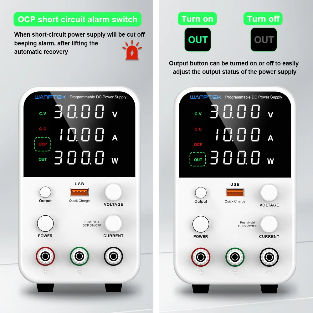 Wanptek Laboratory Power Supply 30V 5A 30V 10A 60V 5A 120V 3A Encoder Adjustment with USB Fast Charging Lab DC Power Supply