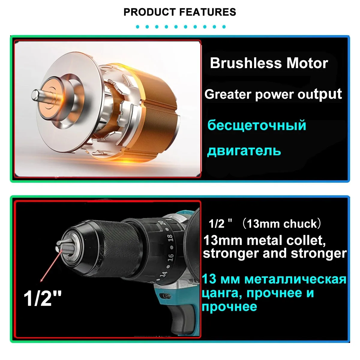 Drillpro 21V 13MM Brushless Electric Impact Drill 20+3 Torque Screwdriver Hammer Drill Power Tools With 2 Battery