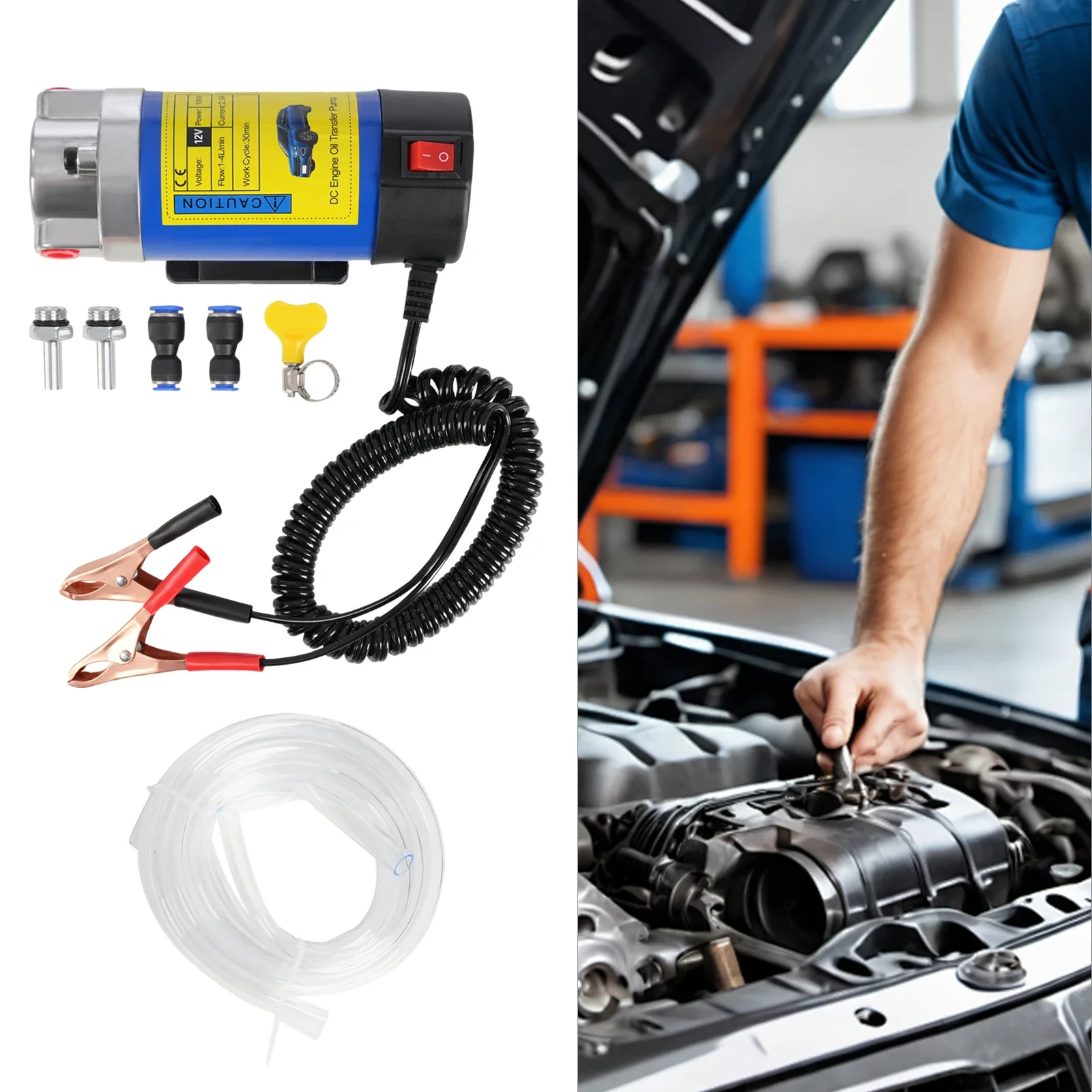12V Portable Gear Oil Extractor Pump PE and PVC Freestanding Engine Oil Transfer Pump
