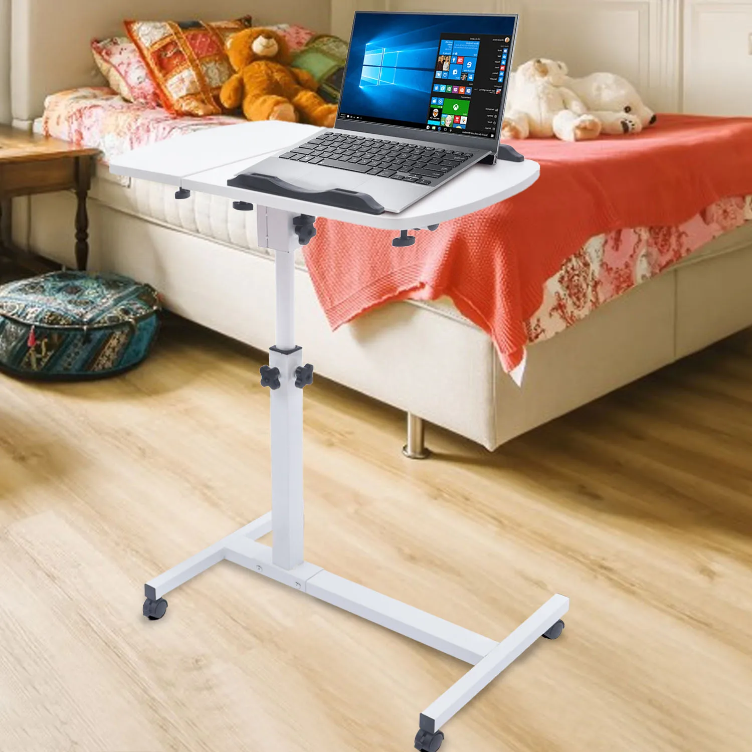 180 ° Tiltable Laptop Table Height Adjustable Computer Trolley Side Table Bed Table Computer Desk Sofa Table With 360 ° Wheels