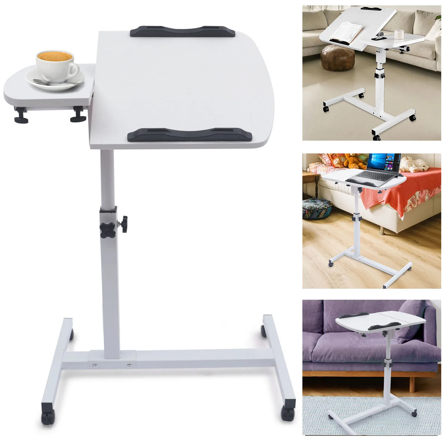 180 ° Tiltable Laptop Table Height Adjustable Computer Trolley Side Table Bed Table Computer Desk Sofa Table With 360 ° Wheels