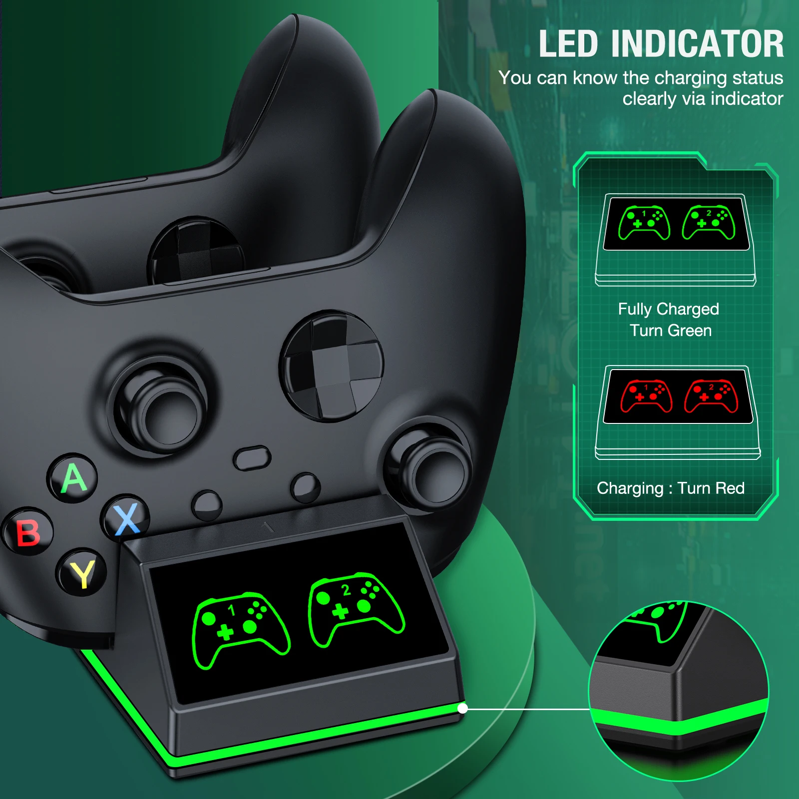 2 Packs 4320mWh Rechargeable Battery for Xbox Series X/S/One/Elite/Core Controller Charger Station