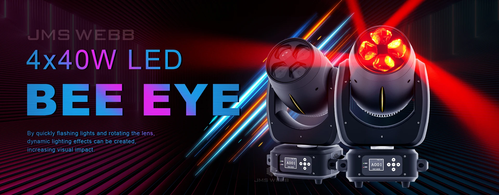 2PCS JMS WEDD 4x40w RGBW 4in1 LED Moving Head Wash Beam Zoom Bee Eyes Light For DJ Disco Wedding Party Stage Lights Effect
