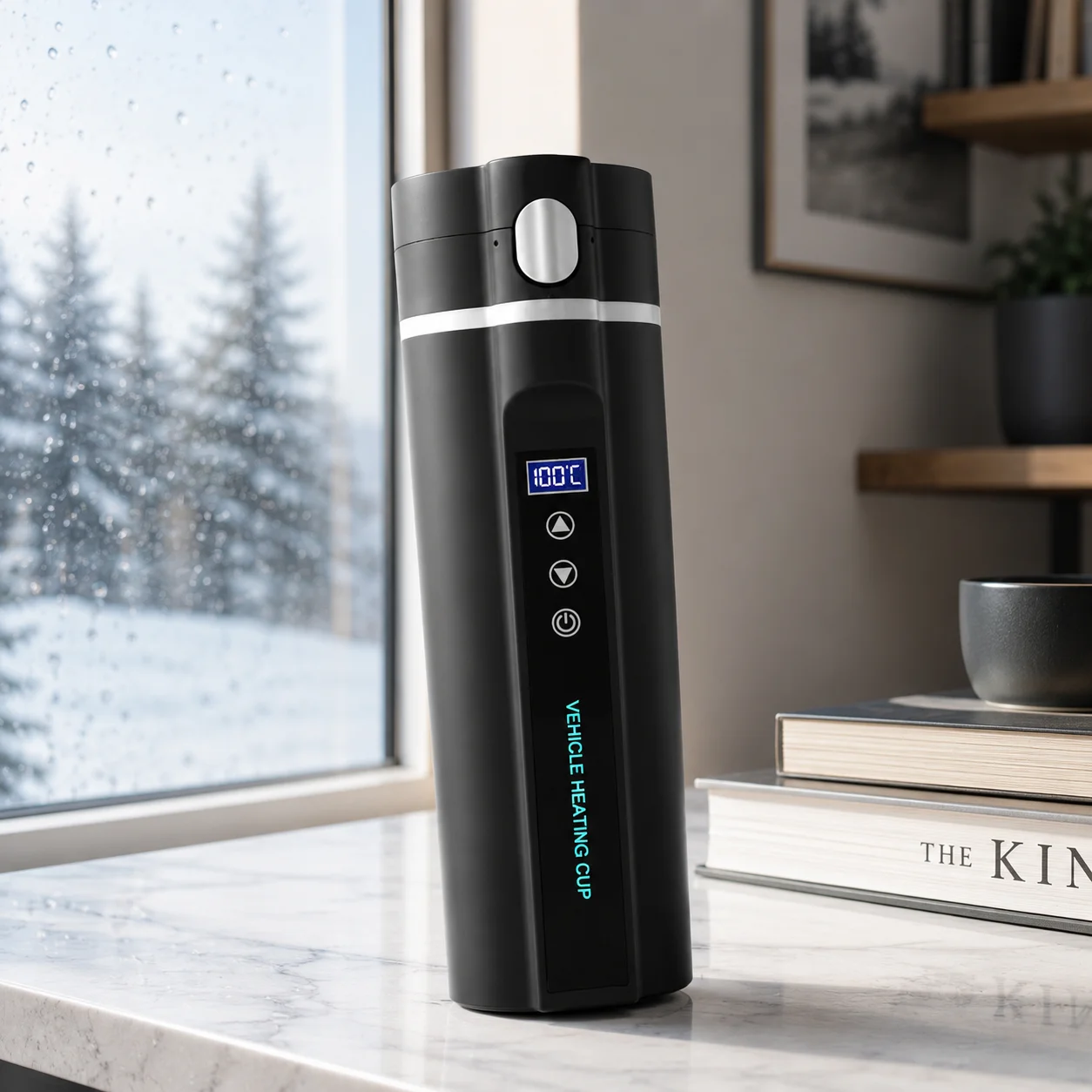 12V-24V 450ml Car Electric Kettle Heating Kettle Electric Travel Thermoses for Coffee Tea Milk 70-100W BPA-free Black