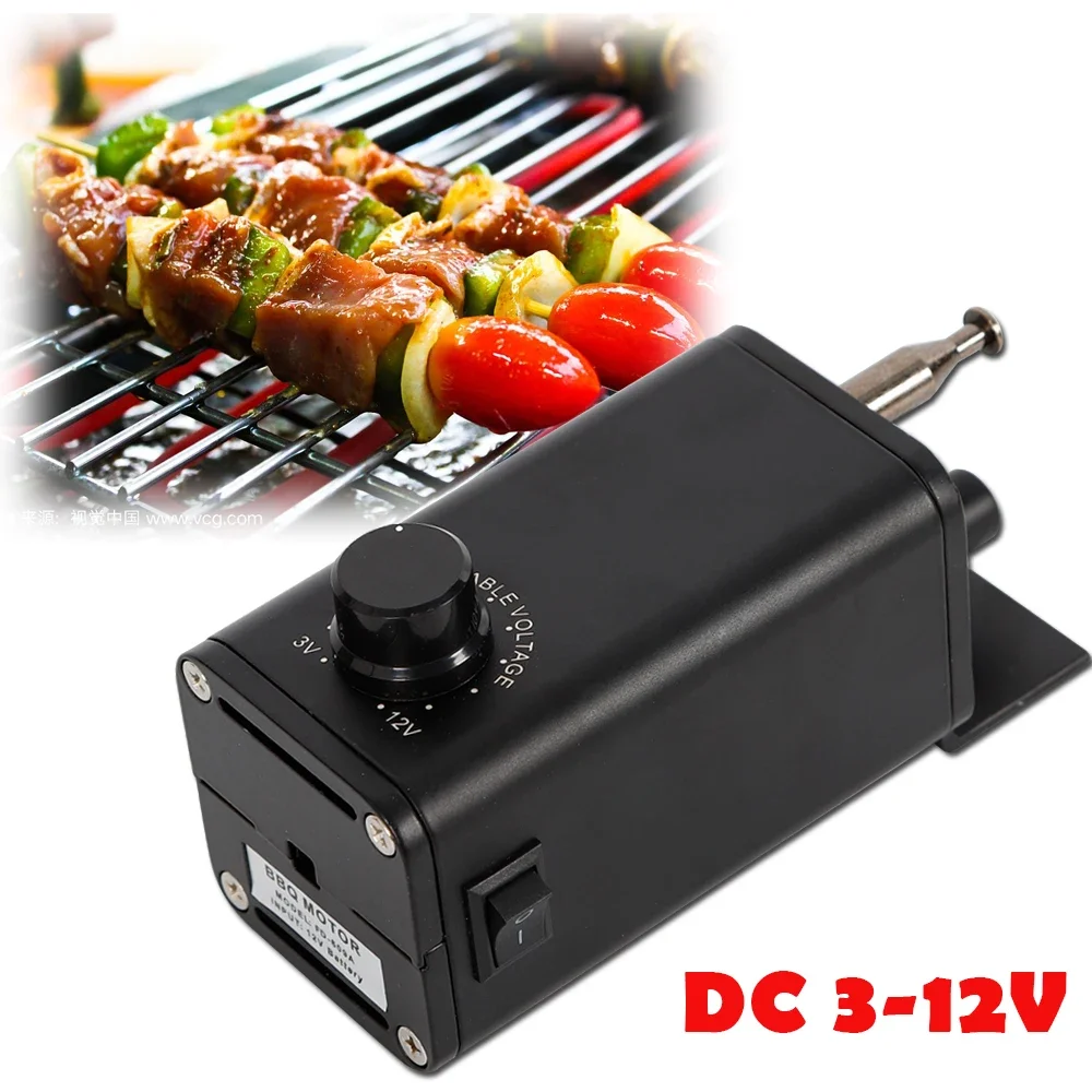 Adjustable Grill Motor 12V, 15W w/ EU Standard Plug Portable Even Heating for Perfect Grilling, Car Battery & Adapter Compatible