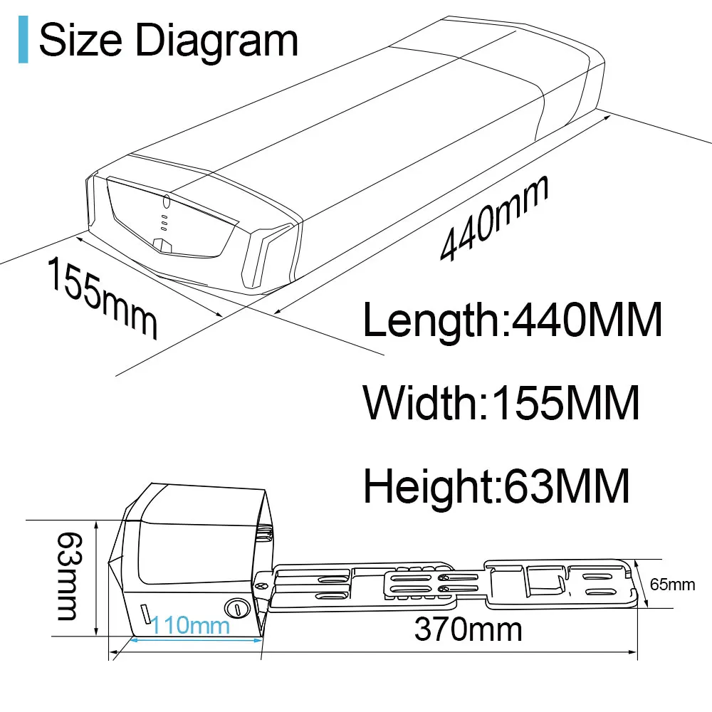 36V 21AH Rear Rack Ebike Battery 36V 15AH Lithium Batteria 18650 48V 14Ah for Electric Bicycle 250W 350W 500W 750W 1000W