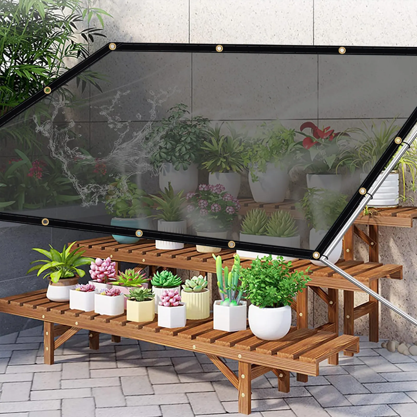 Sunshade Waterproof Tarpaulin PVC with Eyelets 400 g/m² UV Protection Tarpaulin for Gazebo Garden Balcony Privacy Protection