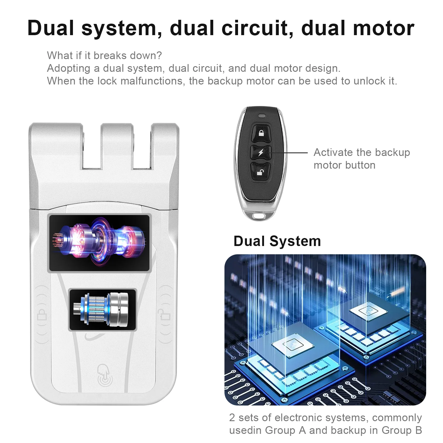 YiHESZ 433Mhz Remoto Control Door Lock Dual Motor Smart Lock Electronic Wireless Keyless Door Locks Touch Control Dealbolt Lock