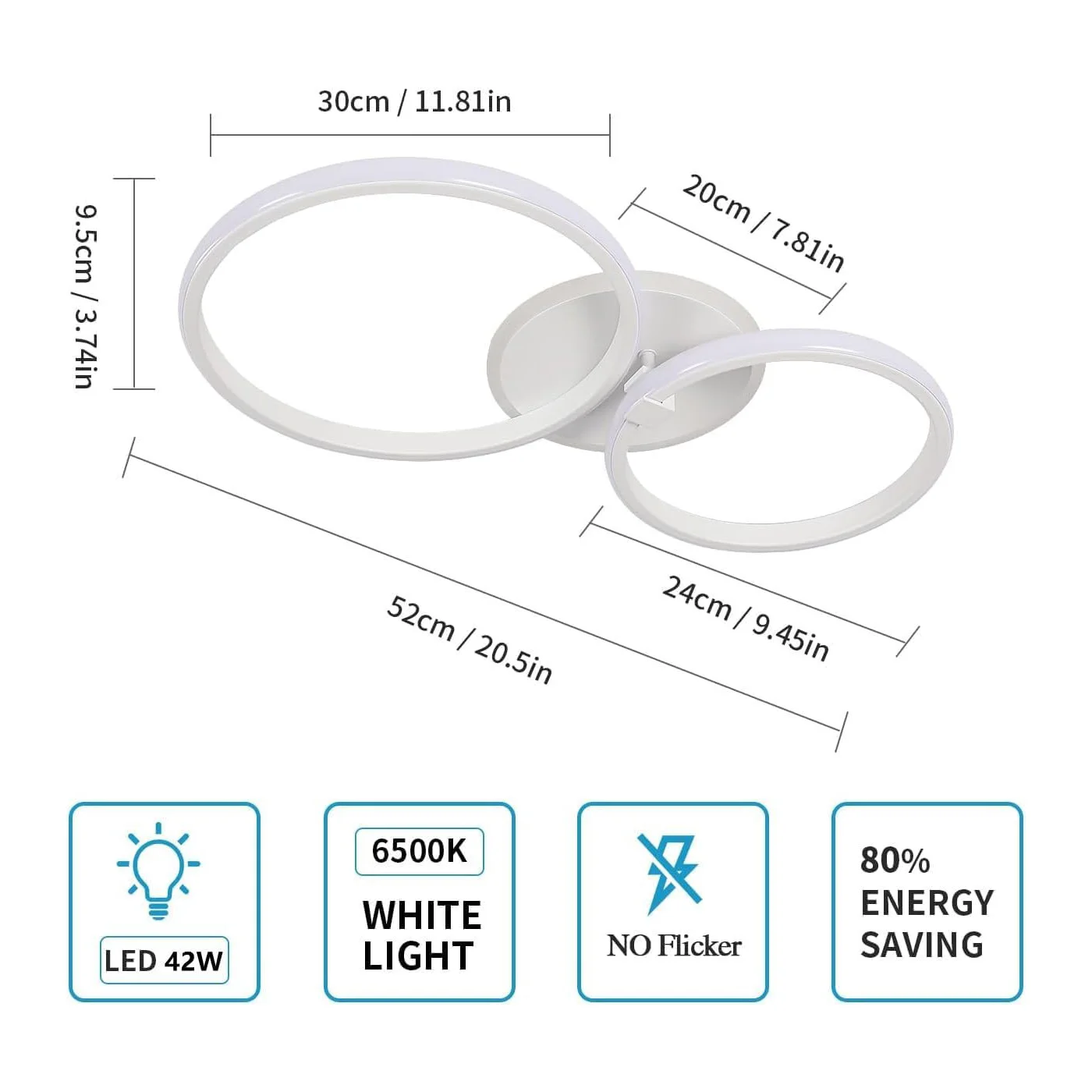 42W LED Ceiling Lights,Modern Round LED Design Ceiling Lighting 6500K Cool White Ceiling Lamp for  Bedroom Dining Room
