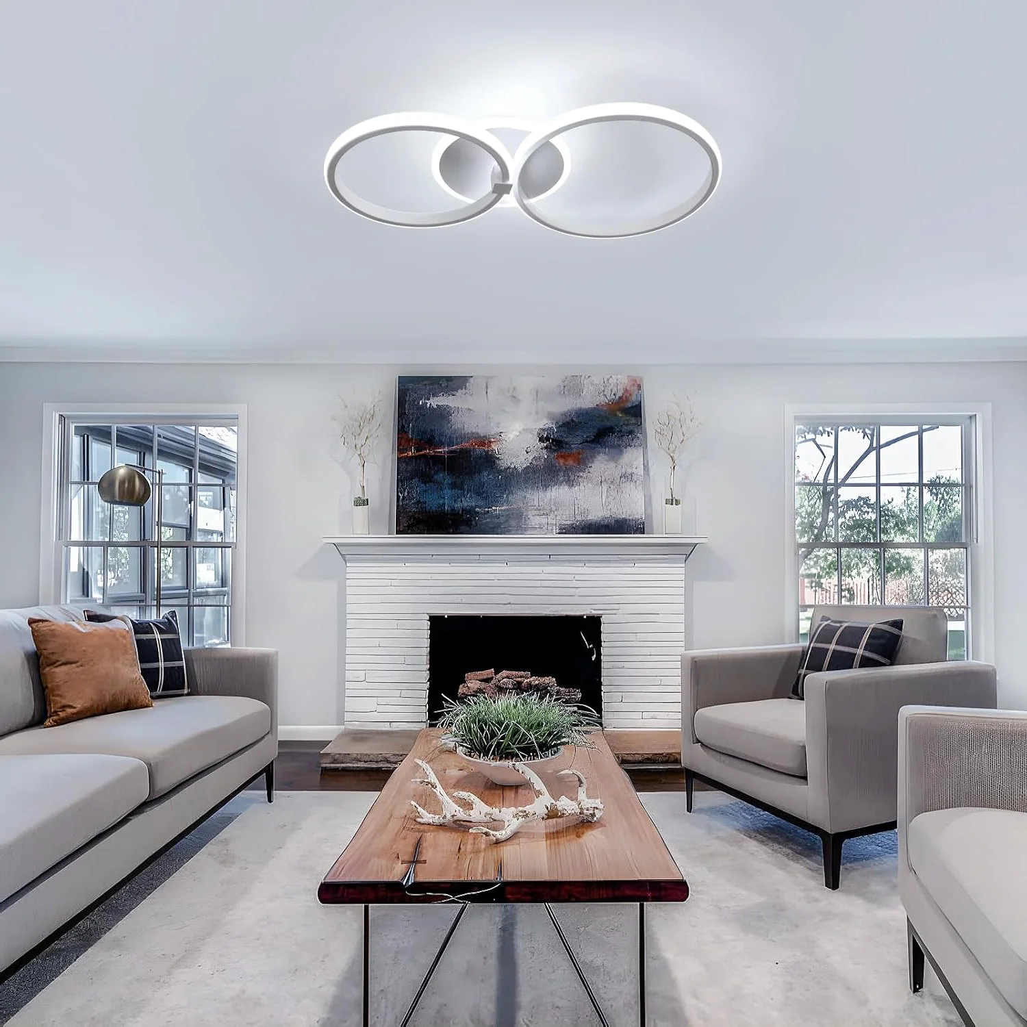 42W LED Ceiling Lights,Modern Round LED Design Ceiling Lighting 6500K Cool White Ceiling Lamp for  Bedroom Dining Room