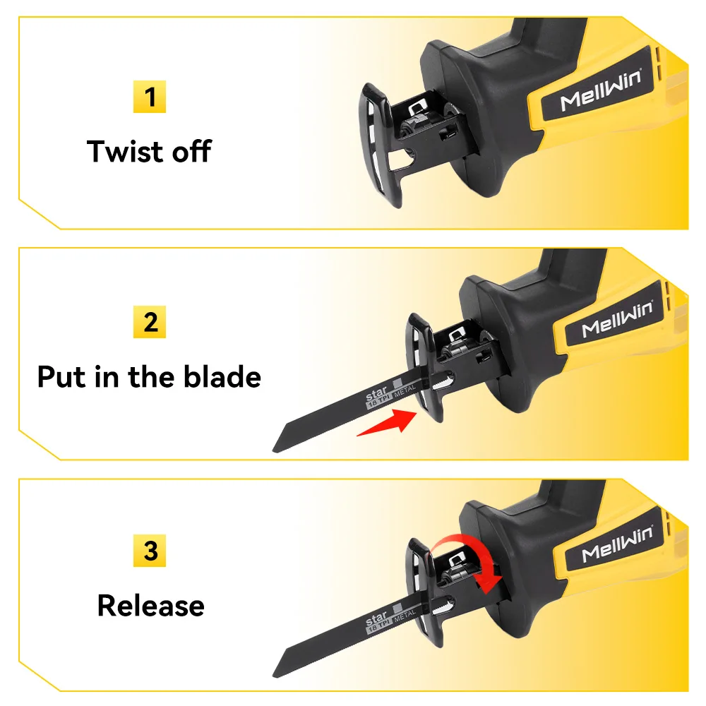 MELLWIN 3600W Brushless Electric Reciprocating Saw 12000SPM Wood Metal Pipe Cutting Sabre Saw Tool For Makita 18V Battery Pin