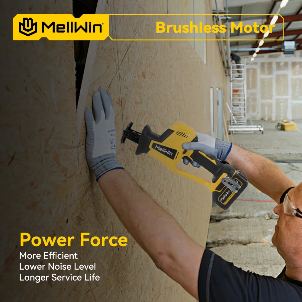 MELLWIN 3600W Brushless Electric Reciprocating Saw 12000SPM Wood Metal Pipe Cutting Sabre Saw Tool For Makita 18V Battery Pin