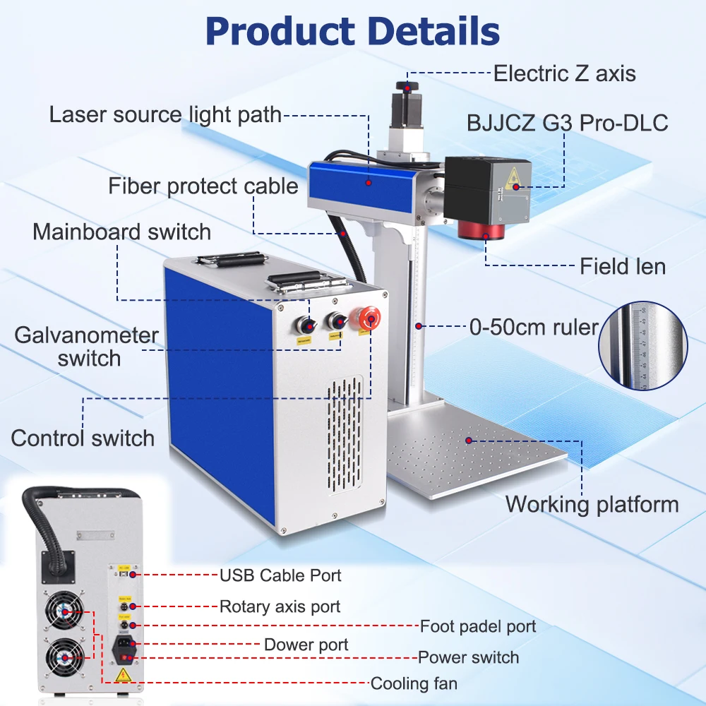 2.5D 300W JPT Mopa Fiber Laser Marking Cutting Machine 3D Relief Deep Engraving for All Metal 200W Fiber Laser Deep Engraver