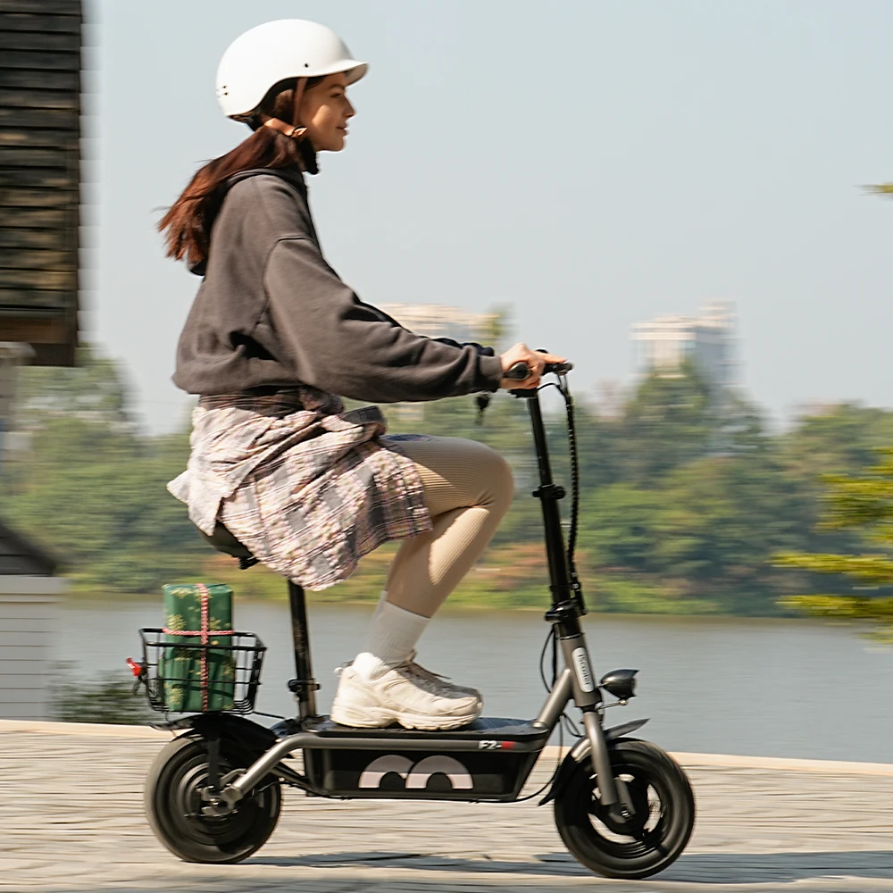 iScooter F2 10 inch Electric Scooter 7.8Ah Foldable Scooters for Adults, Maximum Range 30KM, with Seat and Basket