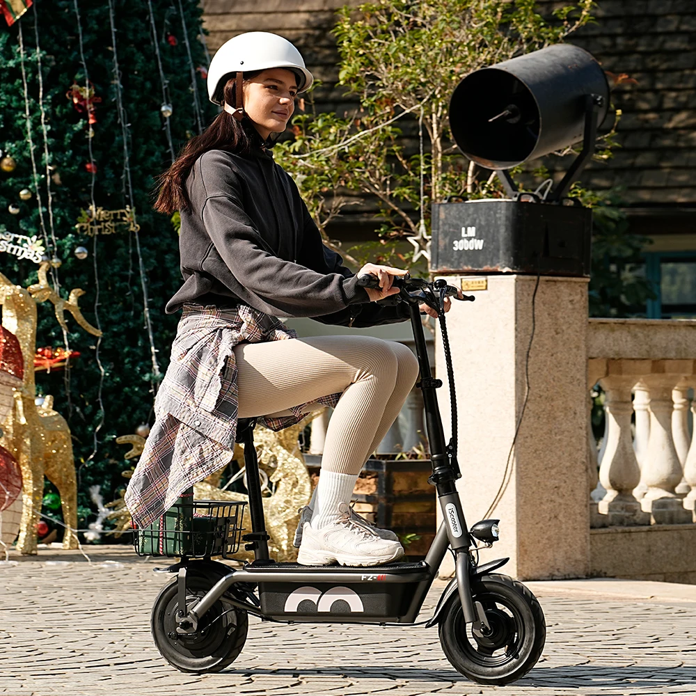 iScooter F2 10 inch Electric Scooter 7.8Ah Foldable Scooters for Adults, Maximum Range 30KM, with Seat and Basket