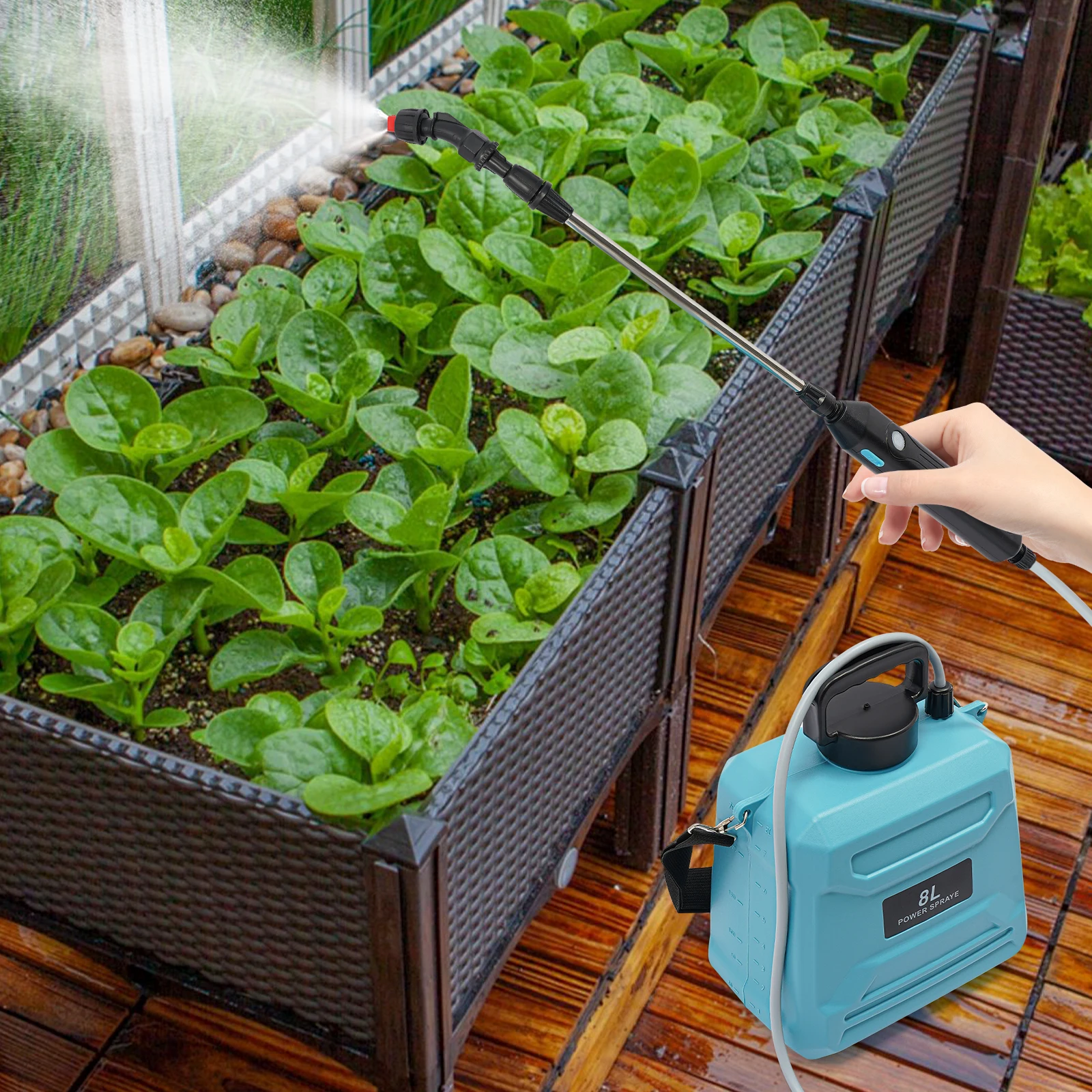 8L Garden Sprayer High Efficiency Sprayer with Telescopic Rod Easy to Carry for Fertilizing/Household Cleaning/Disinfection