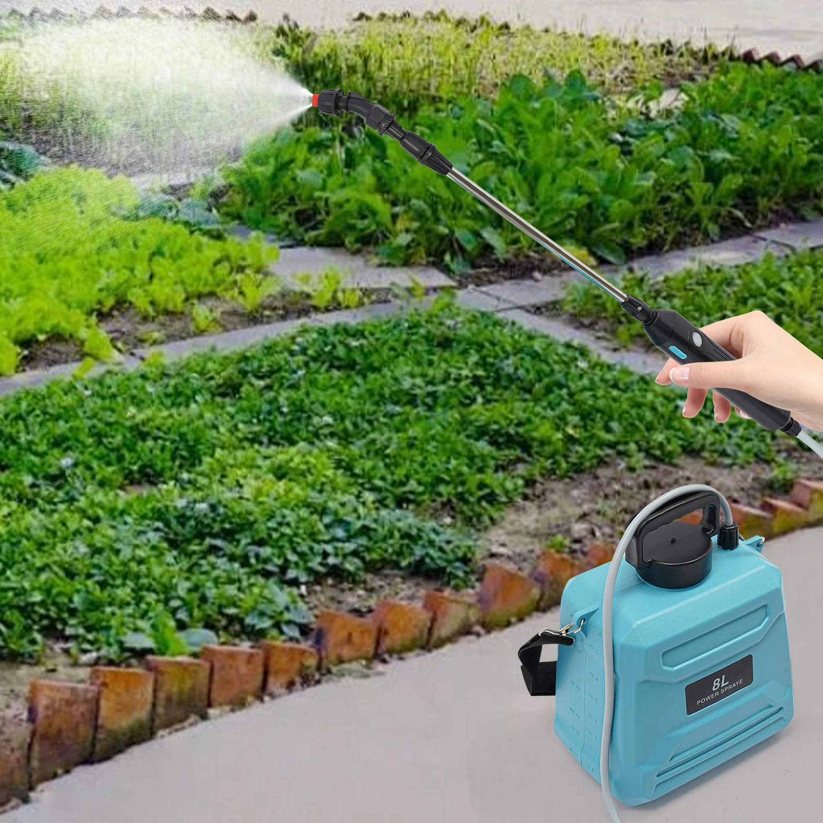 8L Garden Sprayer High Efficiency Sprayer with Telescopic Rod Easy to Carry for Fertilizing/Household Cleaning/Disinfection