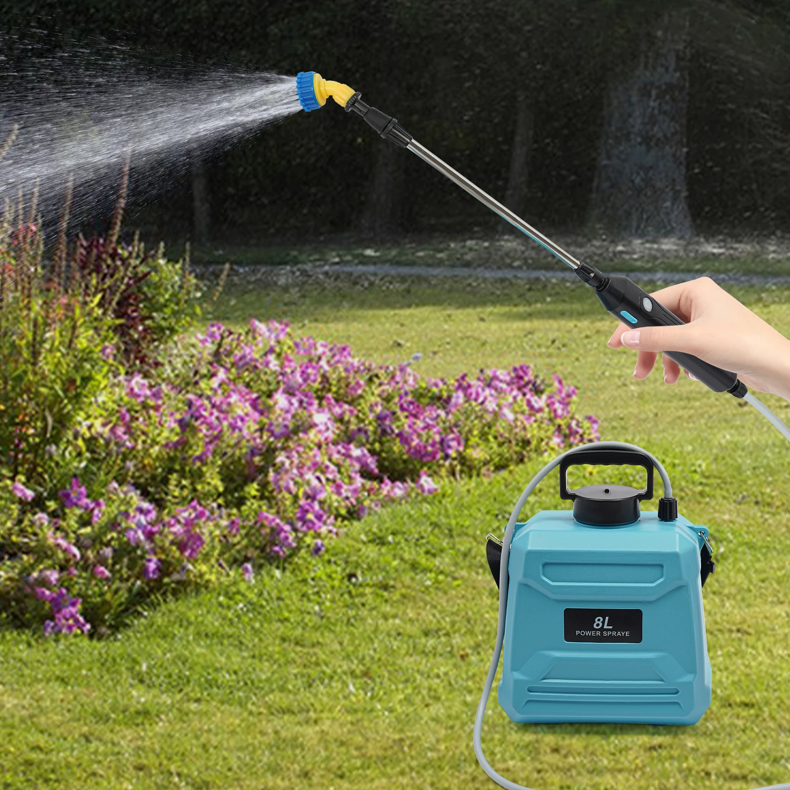 8L Garden Sprayer High Efficiency Sprayer with Telescopic Rod Easy to Carry for Fertilizing/Household Cleaning/Disinfection