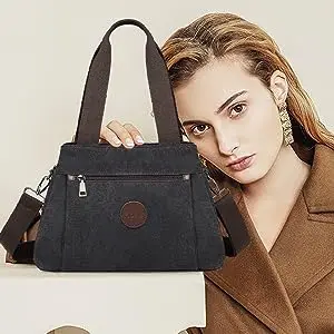 KONO Canvas Handbag for Women, Shoulder bag, Stylish WOMEN'S bag, Lightweight and Spacious, Ideal for Everyday & Travel