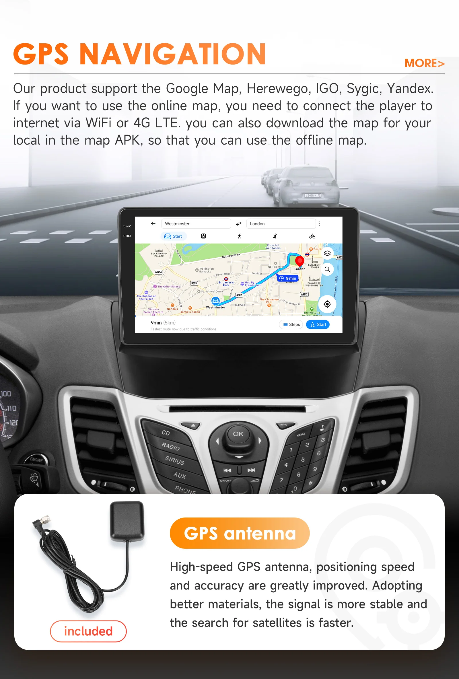 CarPlay Android Car Radio For Ford Fiesta 2009-2017 Car Multimedia Video Player GPS Intelligent Screen 2Din autoradio 360camera