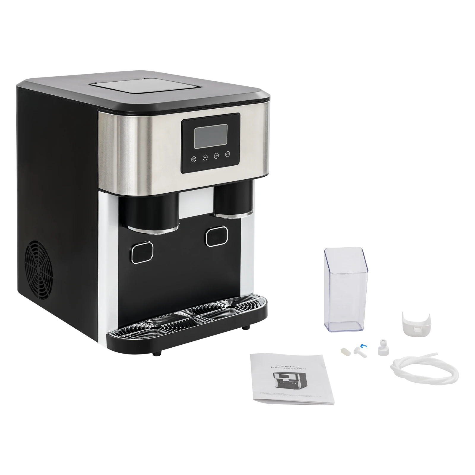 3 In 1 Crushed Ice and Ice Cube Maker Machine Tabletop Automatic Cleaning Stainless Steel Ice Maker