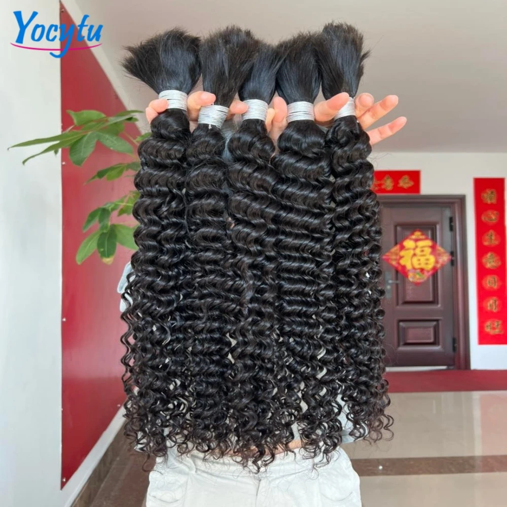 Deep Wave Bulk Human Hair For Braiding 50G 100G Deep Wave Bulk Braiding 100% Human Hair No Weft For Braiding Wet And Wave Braiding Hair