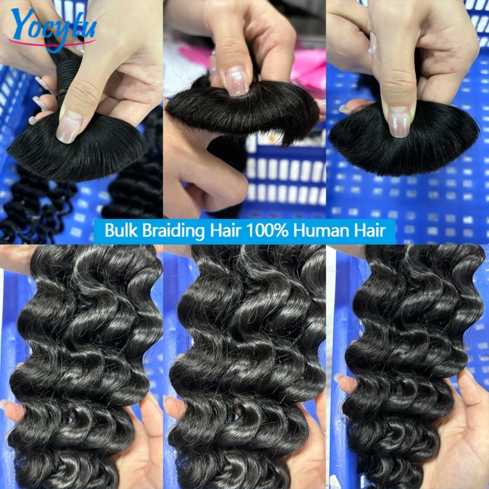 Deep Wave Bulk Human Hair For Braiding 50G 100G Deep Wave Bulk Braiding 100% Human Hair No Weft For Braiding Wet And Wave Braiding Hair