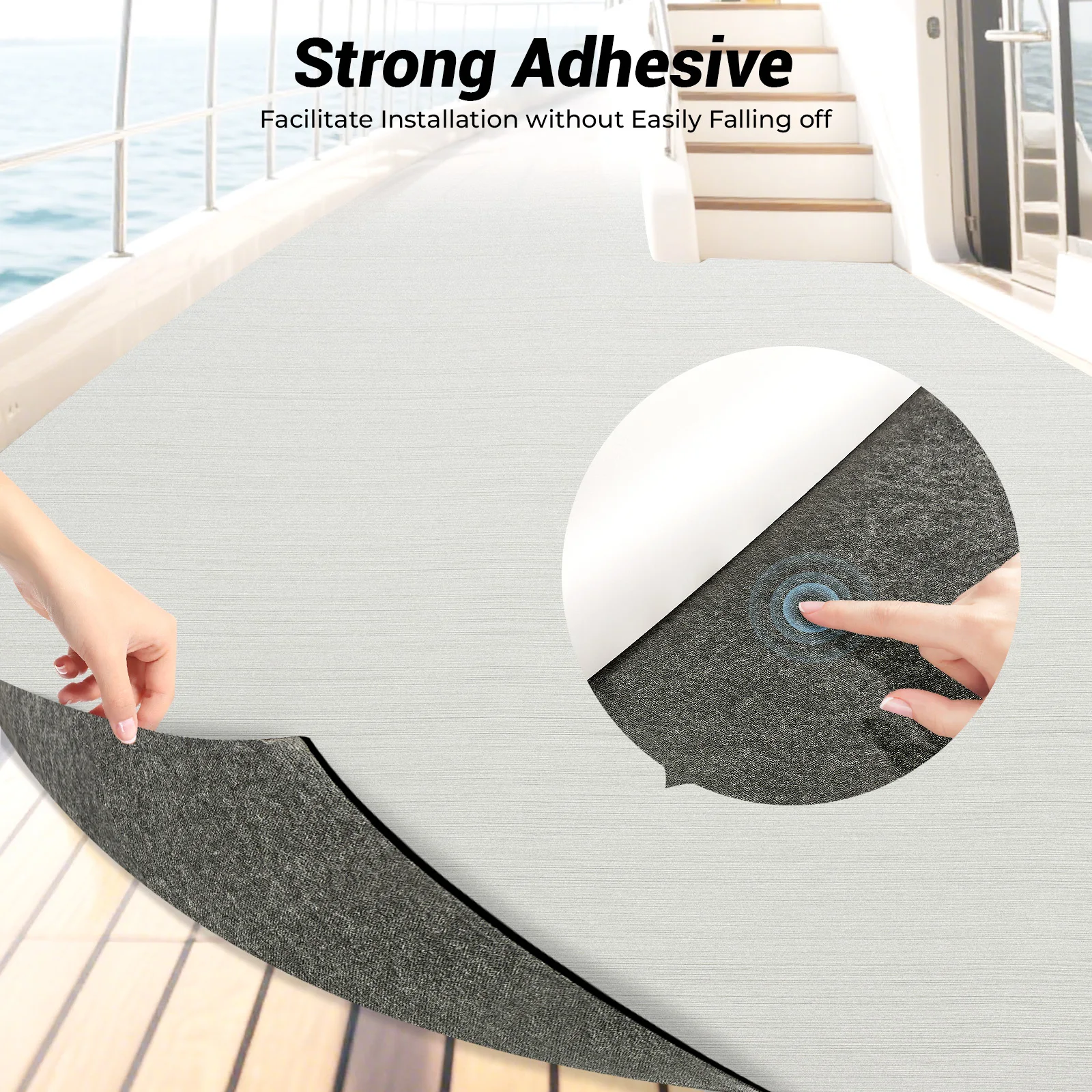240cm×90cm EVA Foam Teak Floor Mat for Boat Deck RV Yacht Self-Adhesive Water-proof Non-slip Cuttable Upgrade Not Easy to Deform