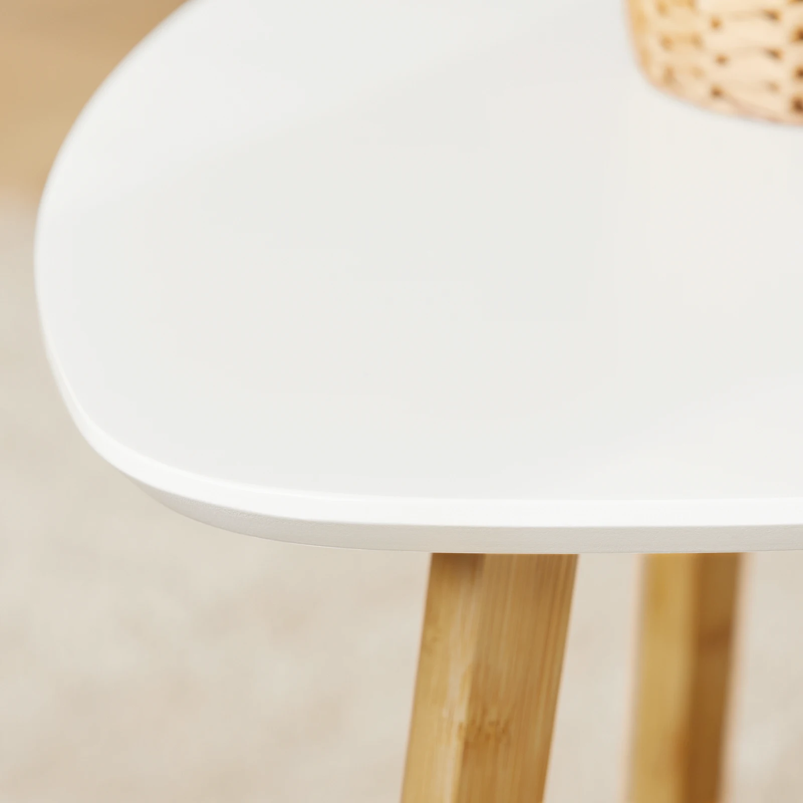 SoBuy FBT74-W Set of 2 side tables with shelves, coffee table, sofa table, nesting tables, bamboo, white/natural