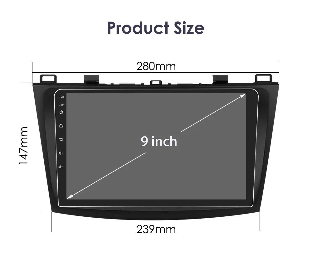 Hizpo 2Din 9inch Android14 Car Radio for Mazda 3 2010 - 2013 Multimedia RDS DSP GPS Navigation Auto BT 4G CarPlay 360CAM UI7862