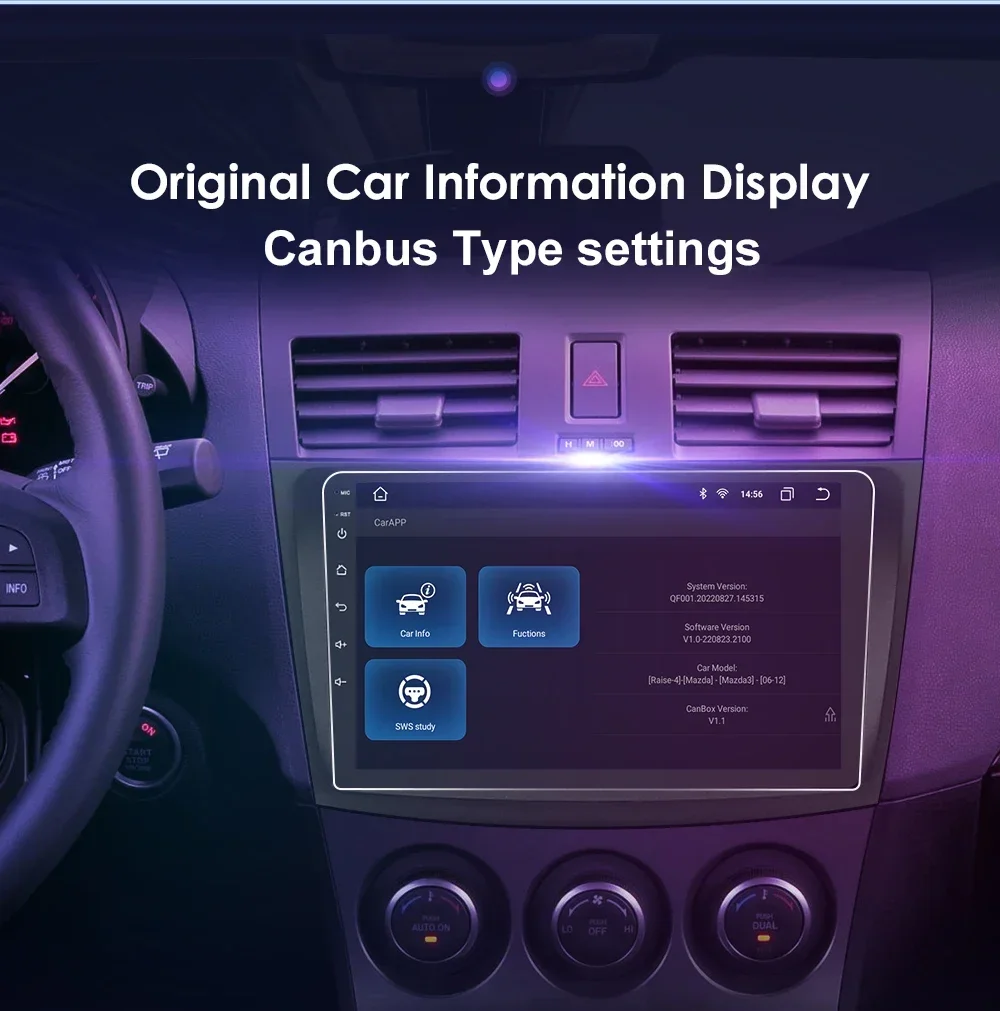 Hizpo 2Din 9inch Android14 Car Radio for Mazda 3 2010 - 2013 Multimedia RDS DSP GPS Navigation Auto BT 4G CarPlay 360CAM UI7862